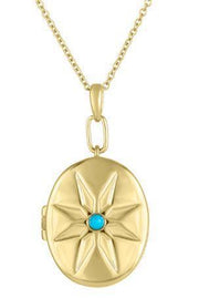 My Story The Cheryl Locket in Turquoise 14K Yellow Gold
