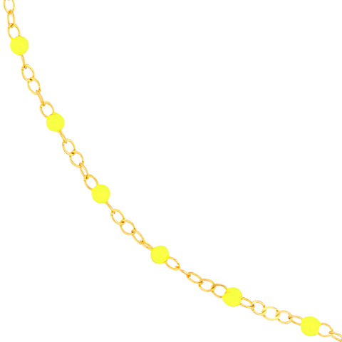 Neon Yellow Enamel Bead Piatto Chain