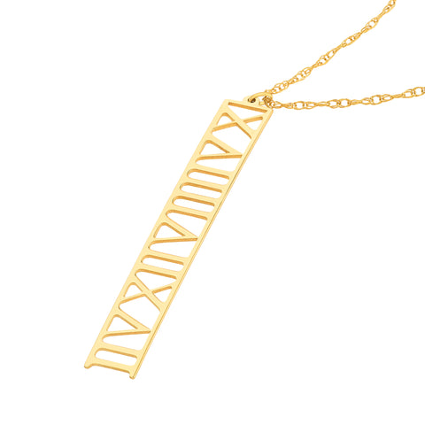 7mm Vertical Roman Numeral Pendant Necklace