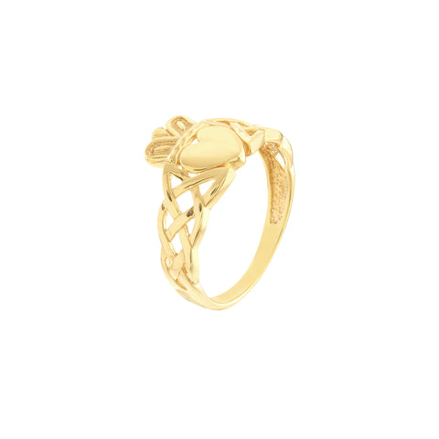 High-Polished Braided Claddagh Ring