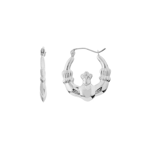 Polished Claddagh Hoop Earrings