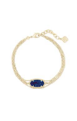 Kendra Scott Elaina Multi Strand Bracelet Gold Indigo Blue Drusy