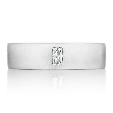 Bezel Set Diamond in Satin Finish Wedding Band