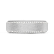 Bevel Edge Diamond Wedding Band in Brushed Finish - 7mm