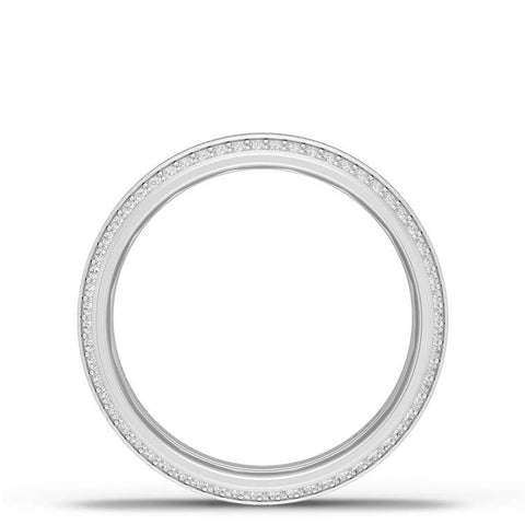 Bevel Edge Diamond Wedding Band in Brushed Finish - 7mm