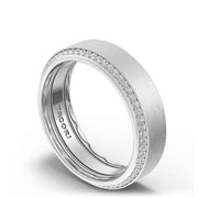 Bevel Edge Diamond Wedding Band in Brushed Finish - 7mm