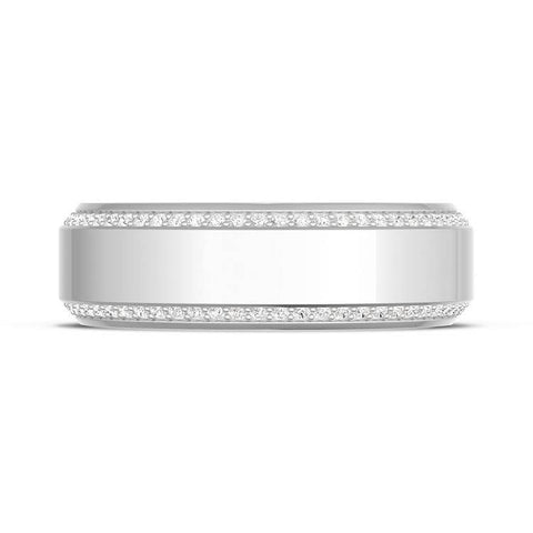 Bevel Edge Diamond Wedding Band in High Polish - 7mm