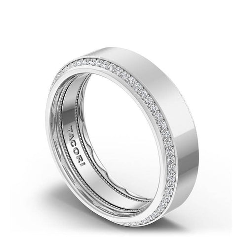 Bevel Edge Diamond Wedding Band in High Polish - 7mm