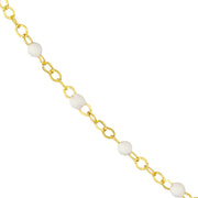 White Enamel Bead on Piatto Chain