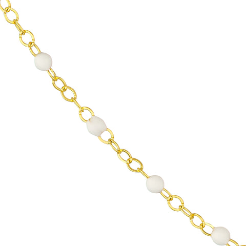 White Enamel Bead on Piatto Chain