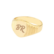 Engravable Oval Textured Signet Ring