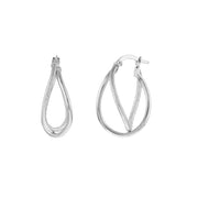 Polished and Satin Twisted Hoop Earrings