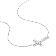 Diamond-Cut Sideways Cross Adj. Necklace