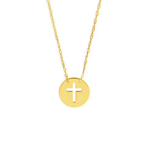 So You Cross Cutout Mini Disc Adj Necklace