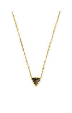 Kendra Scott Perry Short Pendant Vintage Gold Golden Obsidian