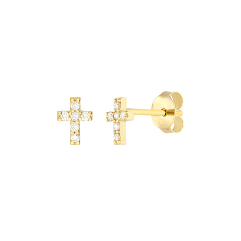 1/10tcw Diamond Cross Stud Earrings