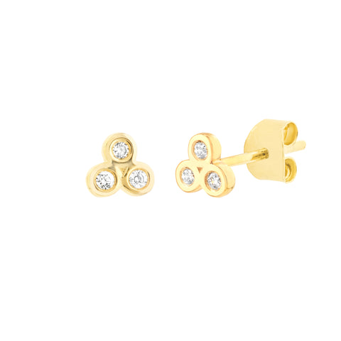 1/15tcw Diamond Trinity Stud Earrings