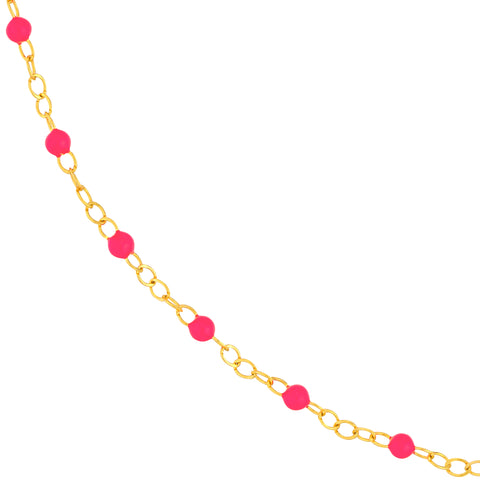 Neon Pink Enamel Bead Piatto Chain