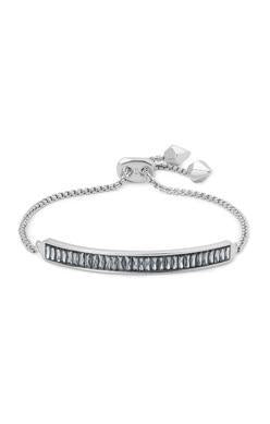 Kendra Scott Jack Adjustable Chain Bracelet Rhodium Charcoal Gray Crystal