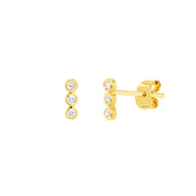 1/15tcw Diamond Bezel Trio Stud Earrings