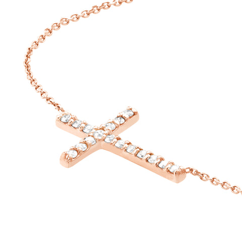 Sideways Cross Necklace with 1/5tcw Diamond