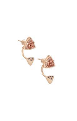 Kendra Scott Perry Earring Jacket Rose Gold Sand Drusy