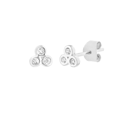 1/15tcw Diamond Trinity Stud Earrings