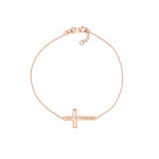 Sideways Cross on Chain Adj. Bracelet