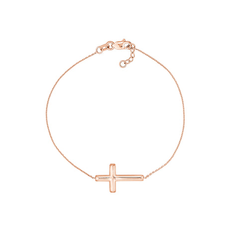 Sideways Cross on Chain Adj. Bracelet