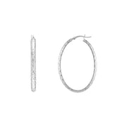 4mm x 42mm Diamond-Cut Oval Hoop Earrings