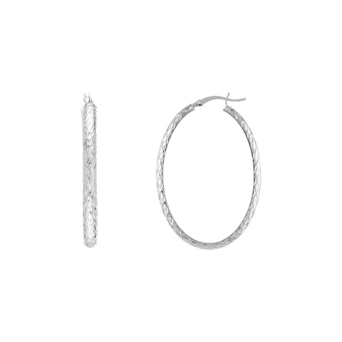 4mm x 42mm Diamond-Cut Oval Hoop Earrings