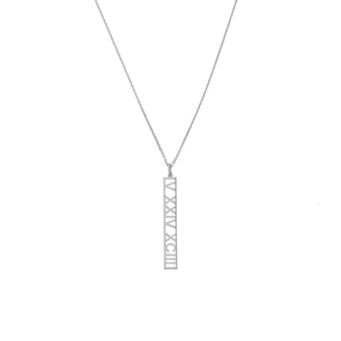 5mm Vertical Roman Numeral Pendant Necklace