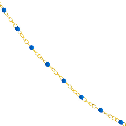 Cobalt Enamel Bead on Piatto Chain