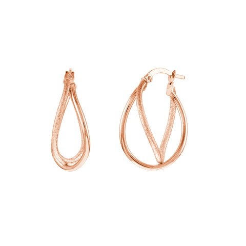 Polished and Satin Twisted Hoop Earrings