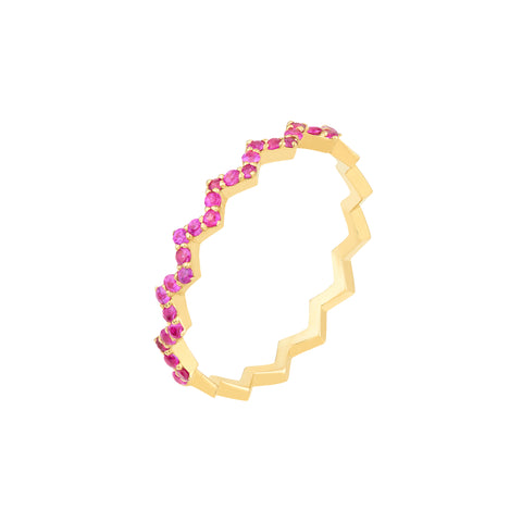 Ruby Stones Zig Zag Ring