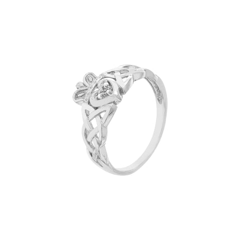 Braided Claddagh Ring with Diamond Accent