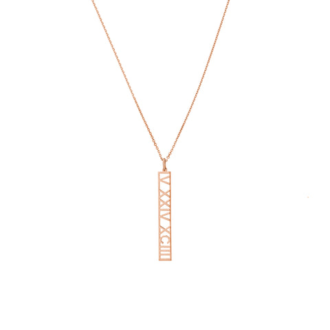 5mm Vertical Roman Numeral Pendant Necklace