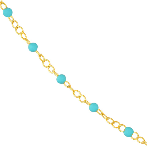 Light Turquoise Enamel Bead on Piatto Chain