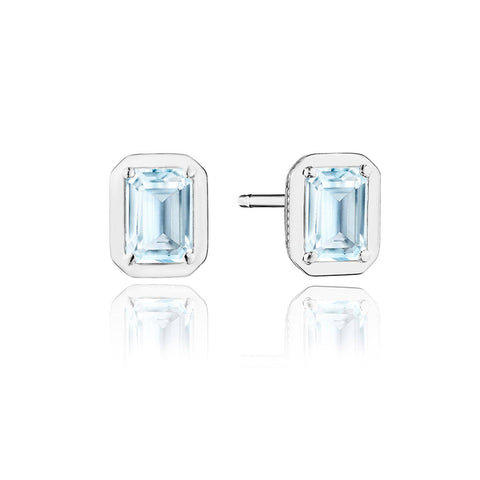 Emerald Sky Blue Topaz Stud Earring - 1.4ct