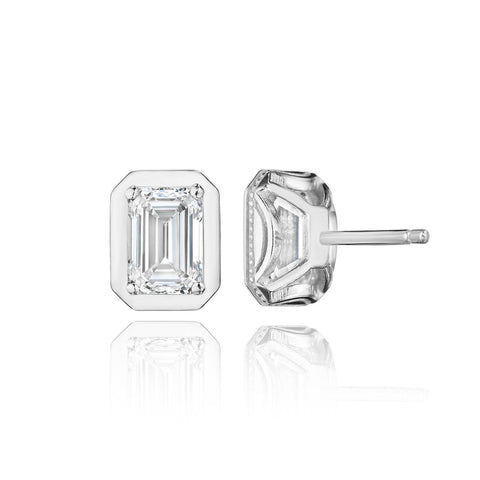 Emerald Diamond Stud Earring - 1.5ct