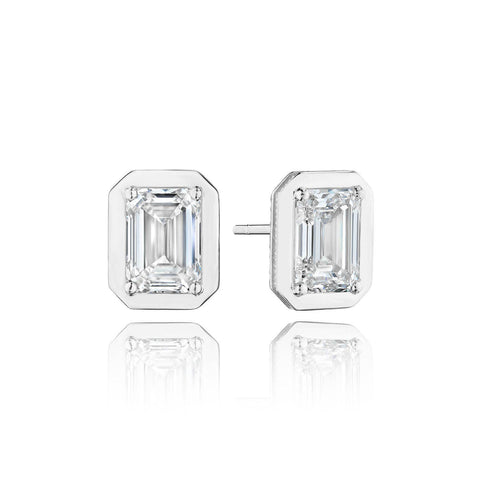 Emerald Diamond Stud Earring - 4.1ct