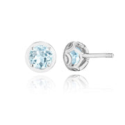 Round Sky Blue Topaz Stud Earring - 1.4ct