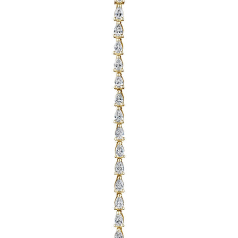 Pear Diamond Tennis Necklace in 18k Yellow Gold