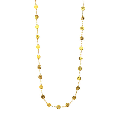 Long Chain Necklace with Hammered Discs