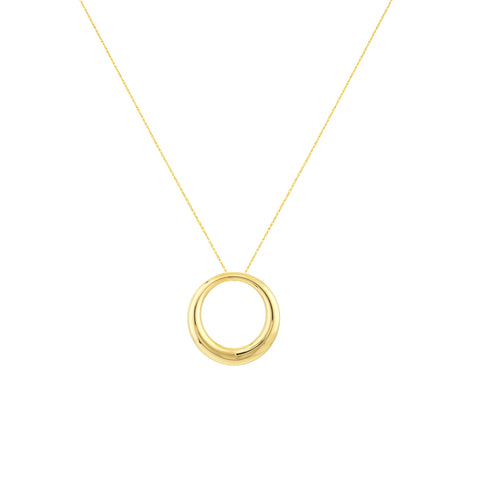 Tapered Puffy Circle Pendant Necklace