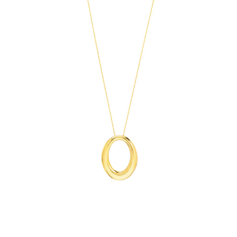 Tapered Puffy Oval Pendant Necklace