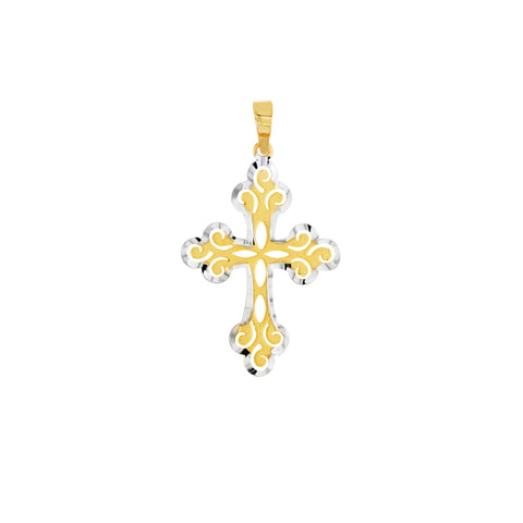 Two-Tone Filigree Cross Pendant