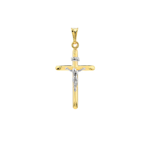 Two-Tone Hollow Crucifix Pendant