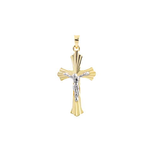 Two-Tone Fluted Crucifix Pendant