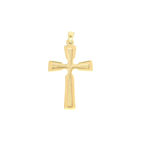 Textured Groved and Polished Cross Pendant